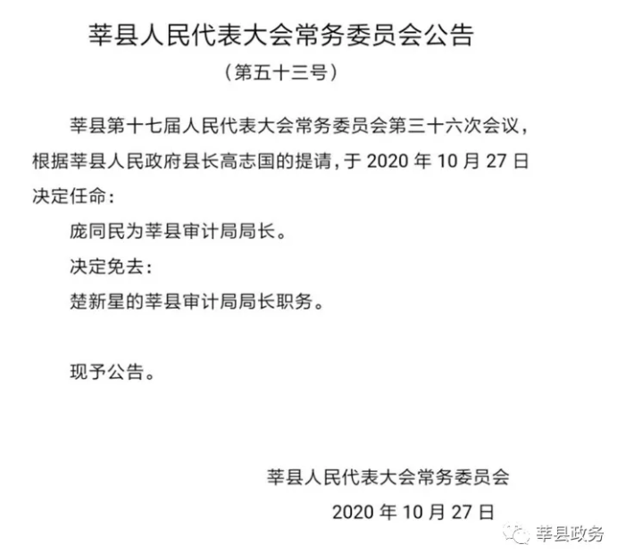 莘县发布最新任免公告