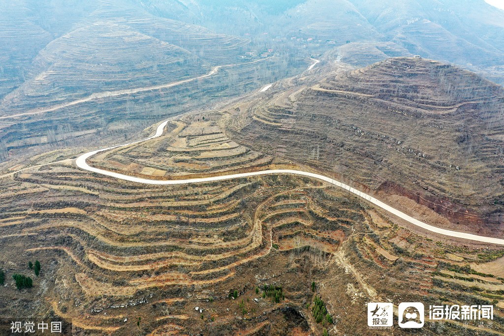 临沂航拍平邑县铜石镇营子洼村盘山公路