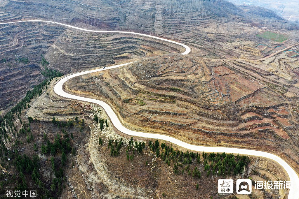 临沂航拍平邑县铜石镇营子洼村盘山公路