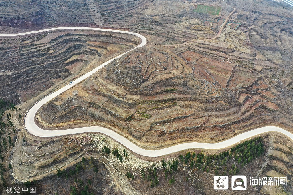 临沂航拍平邑县铜石镇营子洼村盘山公路