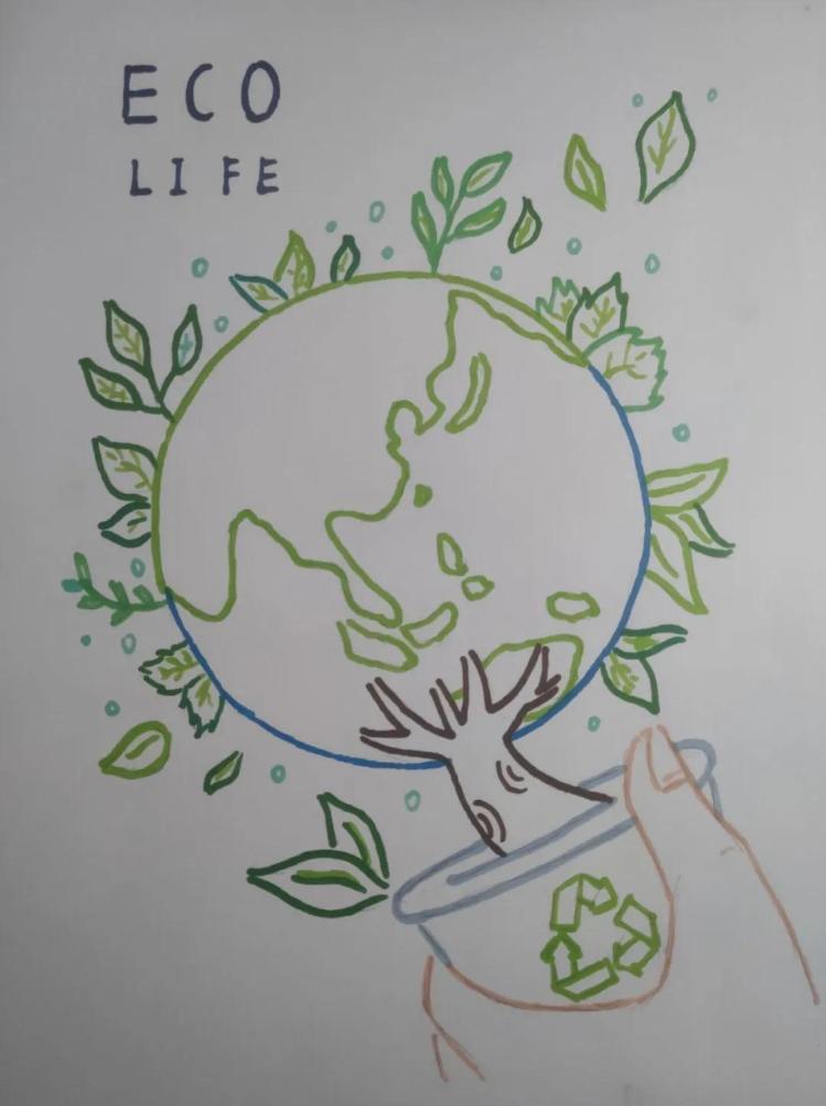 山东一高中学生用画笔发出环保倡议引