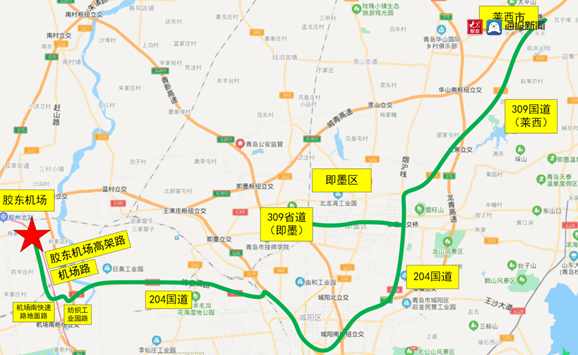 路线四(平度市):219省道-217省道-胶州北外环路-204国道(胶州)-小南路