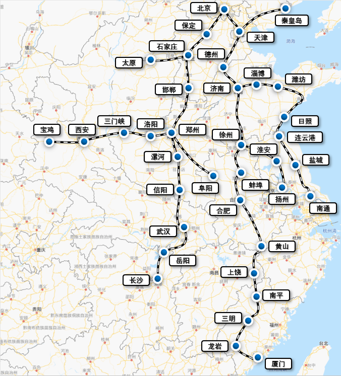北京,西安,郑州,武汉,南通,厦门……哪一站点是你的家乡,关注线路图