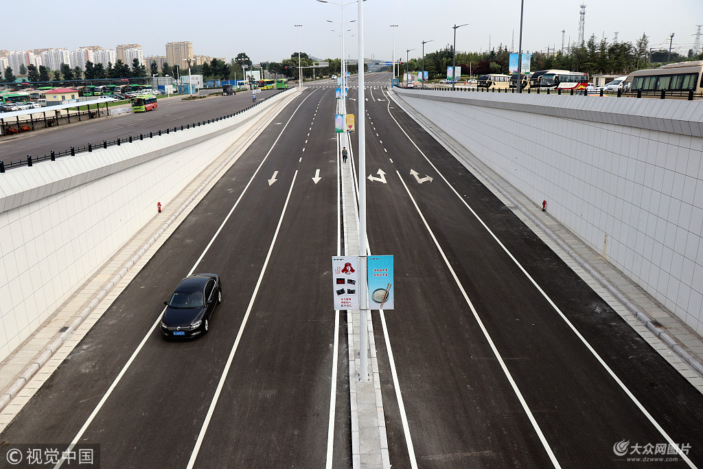 山東泰安高鐵泰安站出站口改造完工桃花源路通車