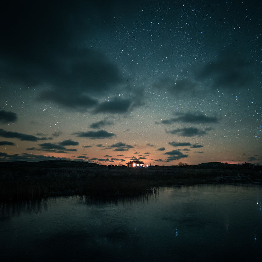 燦爛星空下魔幻般的芬蘭夜景