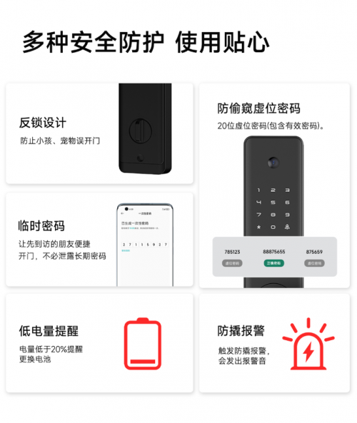 博鱼体育小米众筹新品首发方舟鱼智能门锁S6大屏猫眼锁让家安全看得见(图5)
