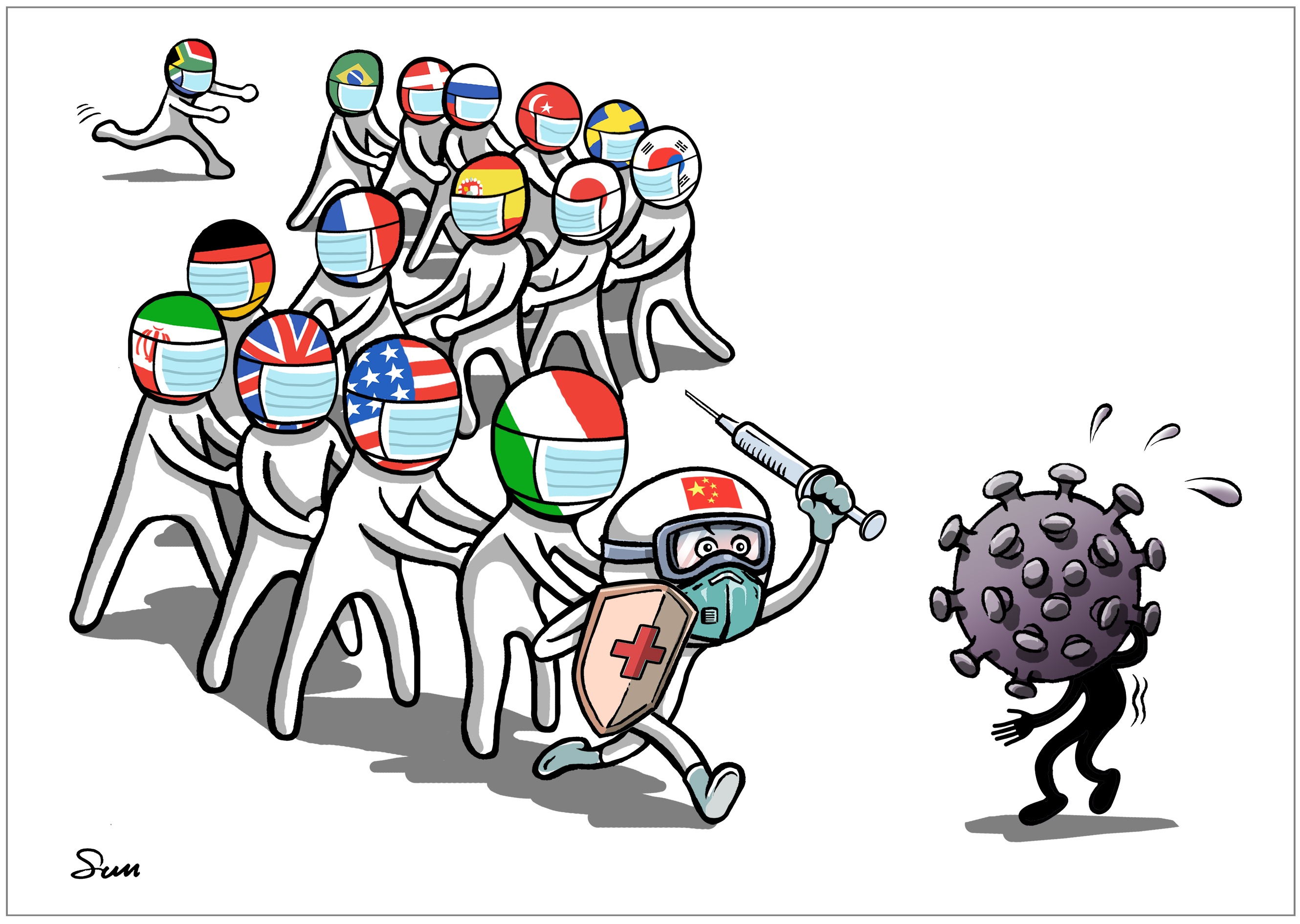 全球抗疫图片卡通图片
