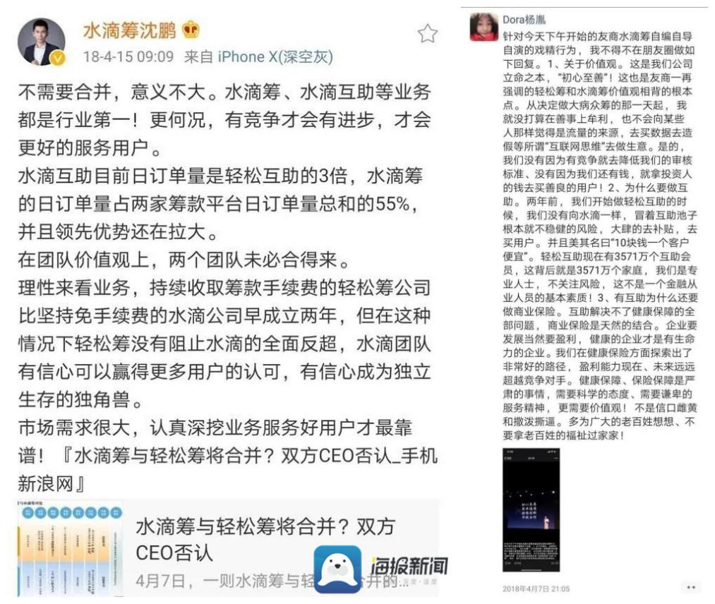 『水滴筹与轻松筹“互撕”的背后：公益旗下的商业战争』水滴筹与轻松筹“互撕”的背后：公益旗下的商业战争