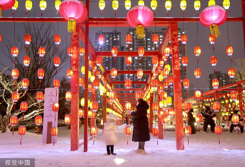 雪打灯笼过大年图片