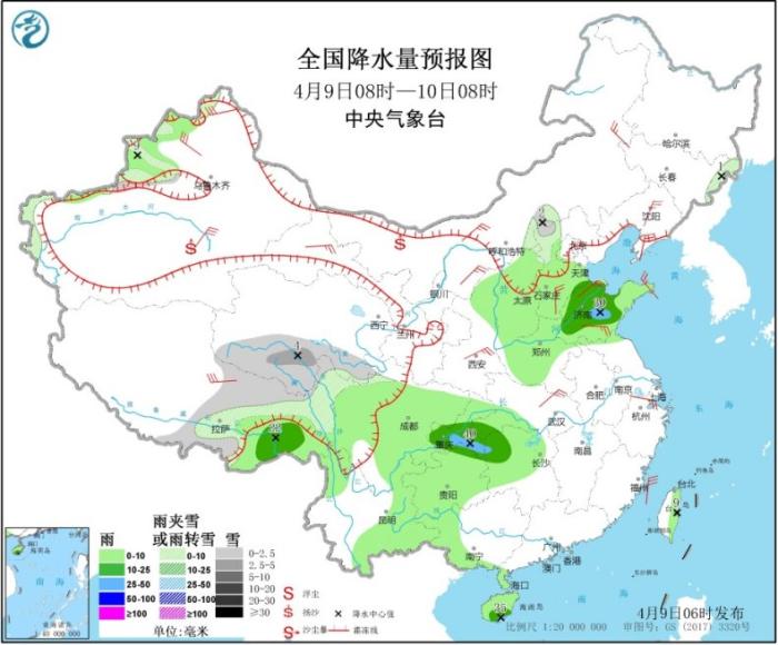 [部分]江南华南等地有较强降水 内蒙古西部等地有大风沙尘