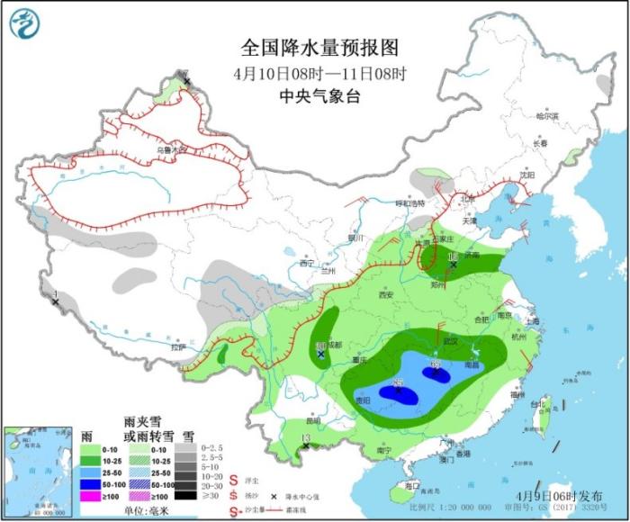 [部分]江南华南等地有较强降水 内蒙古西部等地有大风沙尘