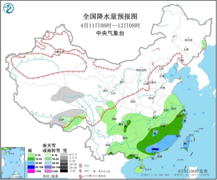 [部分]江南华南等地有较强降水 内蒙古西部等地有大风沙尘