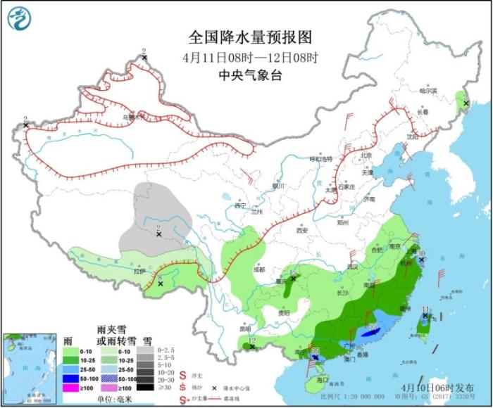 部分@贵州湖南等地将有较强降水 甘肃西部等地有大风沙尘