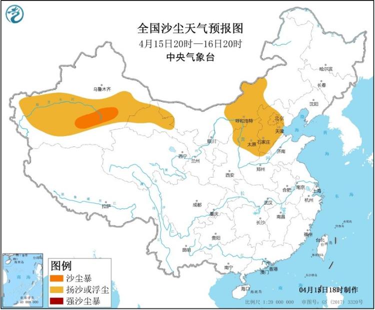 沙尘暴蓝色预警继续发布 新疆南疆盆地局部有沙尘暴