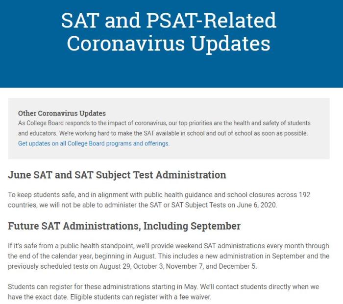 中国新闻网@美大学理事会宣布取消6月SAT考试，疫情未见好转