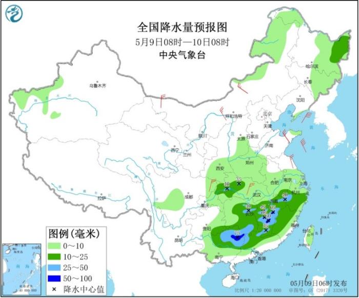 江南华南有中到大雨 西北华北等地阵风可达7至8级