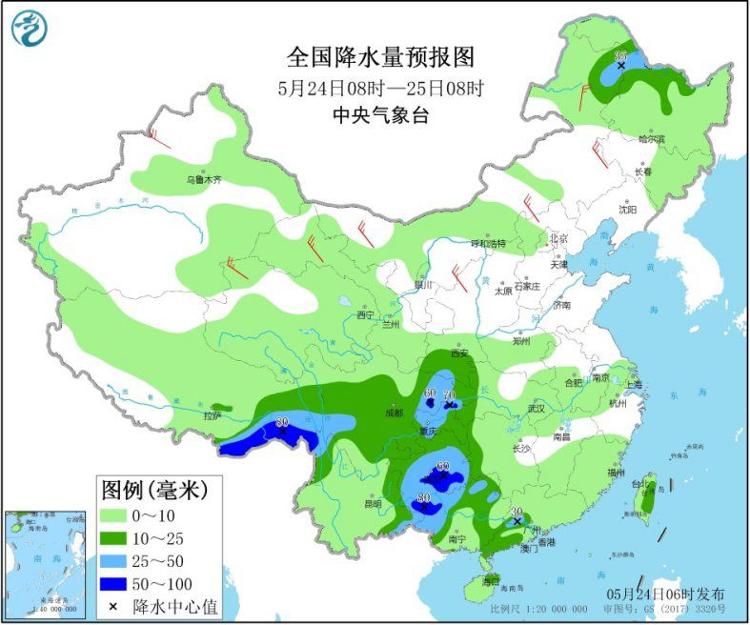 中国新闻网东北等地多阵雨天气，西南华南等地将有较强降水