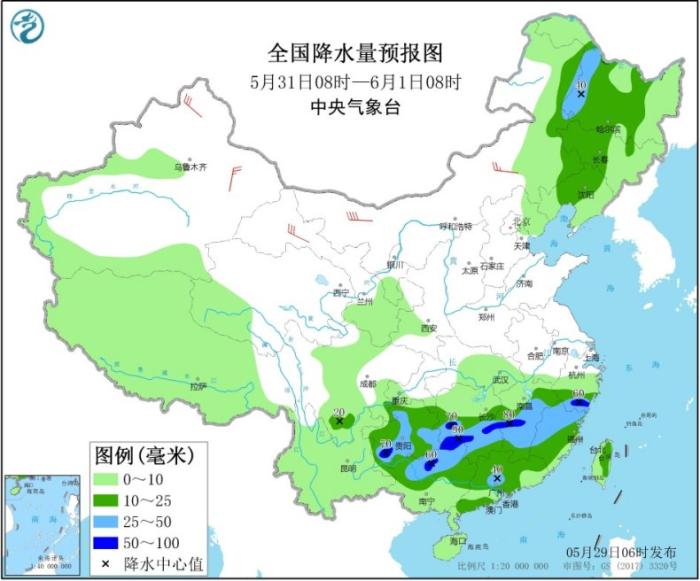 天气江南华南等地有较强降水过程 北方地区多大风天气