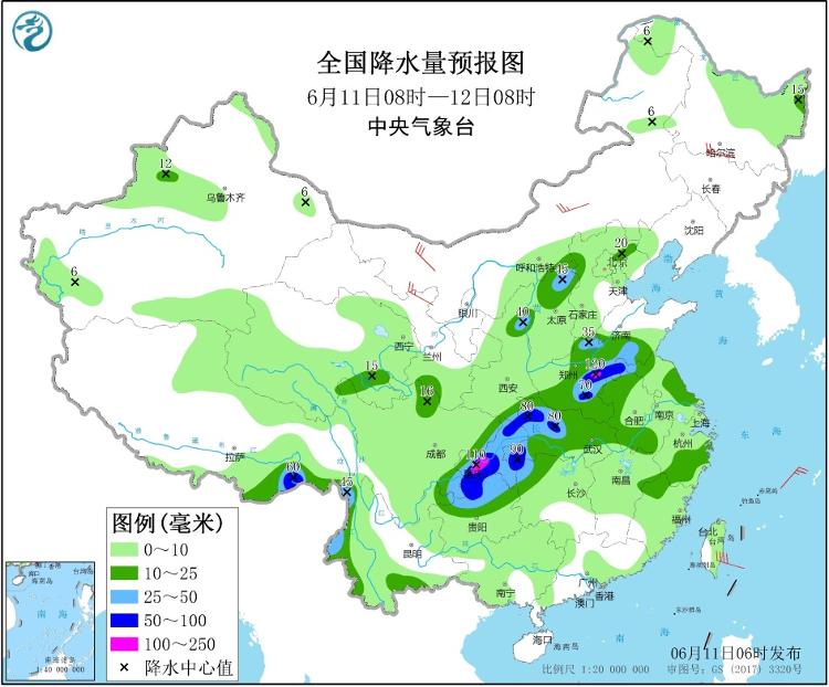 西南地区东部至黄淮等地有较强降雨 西南地区东部至黄淮等地有较强降雨 东北华北等地多阵雨或雷阵雨