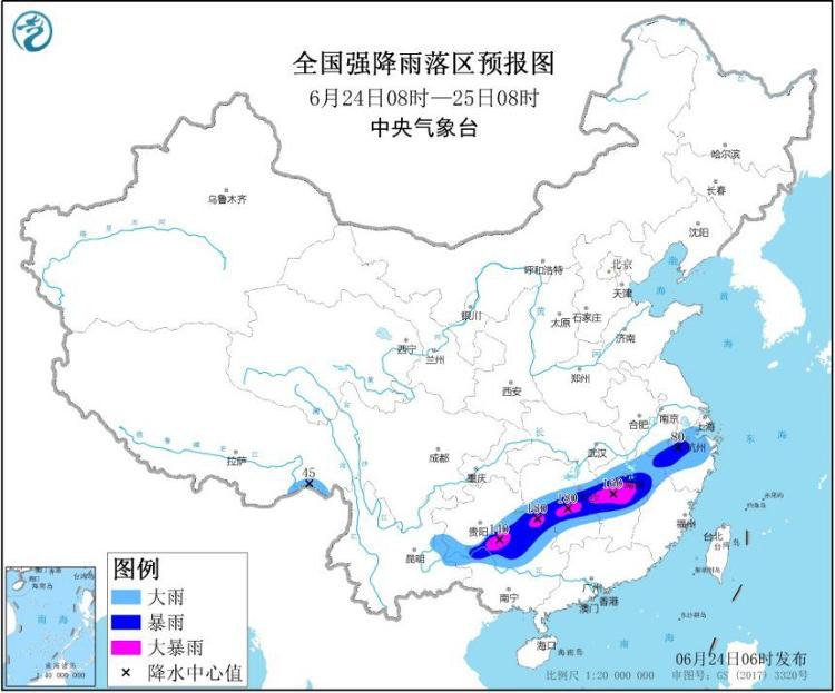 大暴雨暴雨黄色预警：7省区市有大到暴雨 黔桂湘赣局地大暴雨