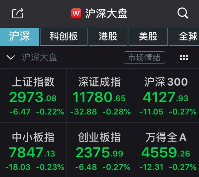 资金A股节后首日低开：沪指跌0.22%，券商股领跌两市