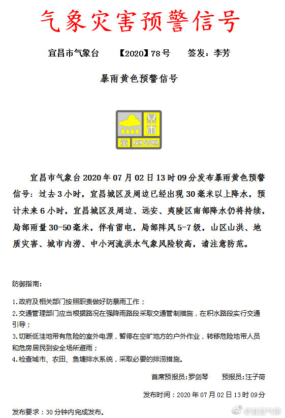 大众报业·海报新闻|“黄河路”被积水淹没，宜昌暴雨城区内涝