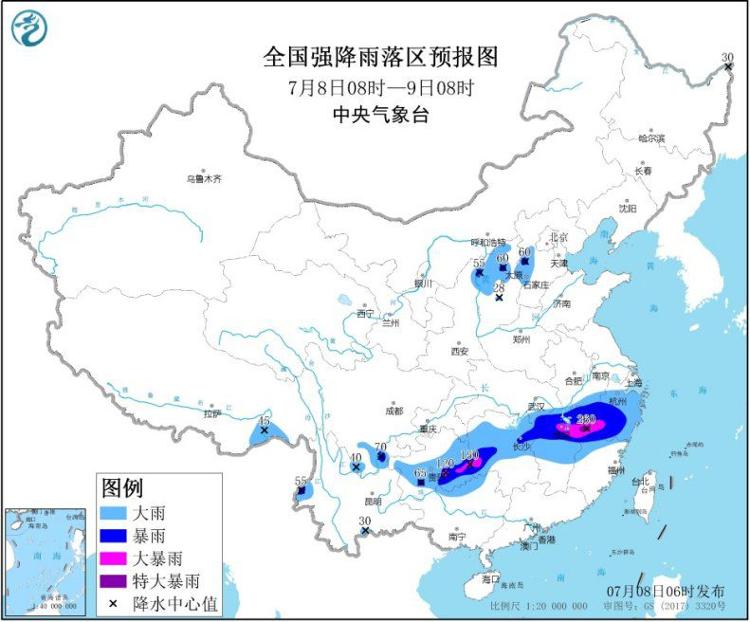 暴雨贵州至长江中下游地区有强降雨 局地有特大暴雨