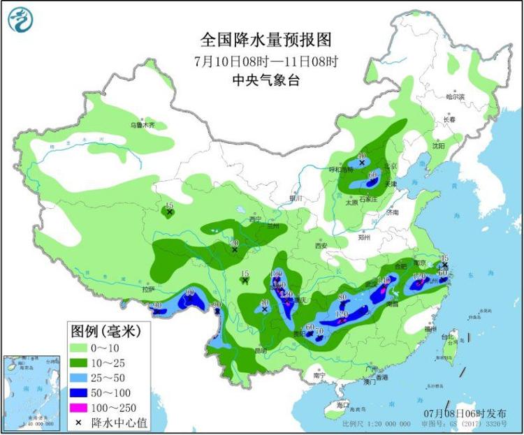 暴雨贵州至长江中下游地区有强降雨 局地有特大暴雨