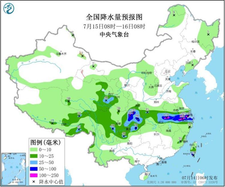 部分|江汉江淮等地有强降雨 江南中南部华南大部有高温