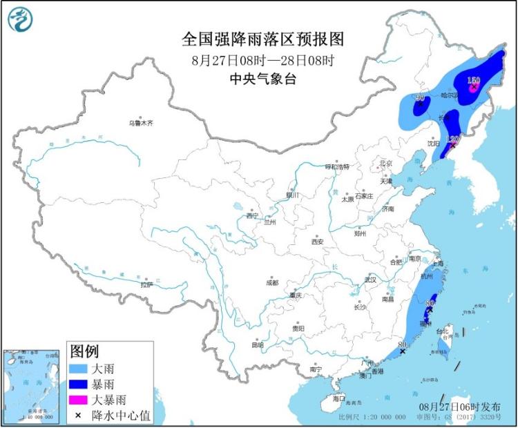 暴雨黄色预警：黑龙江、辽宁等地部分地区有大暴雨
