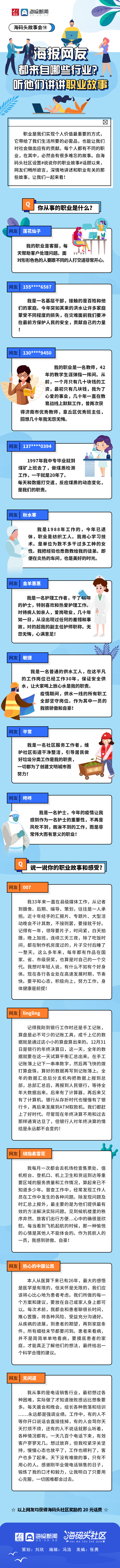 大众报业·海报新闻|海码头故事会?丨海报网友都来自哪些行业？听他们讲讲职业故事