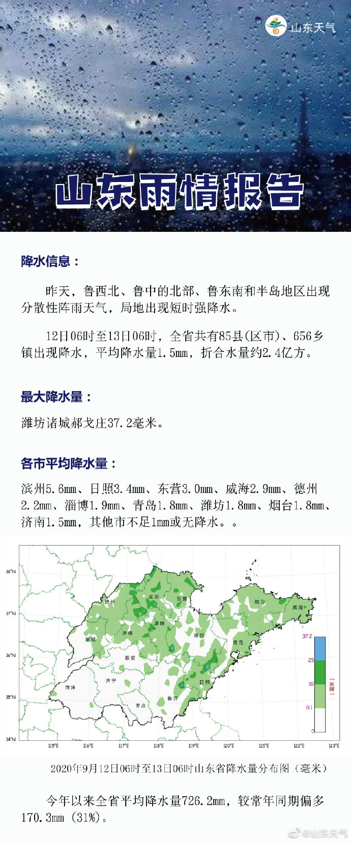 大众报业·海报新闻|雨雨雨，山东今起三天小雨不断，气温直线下降