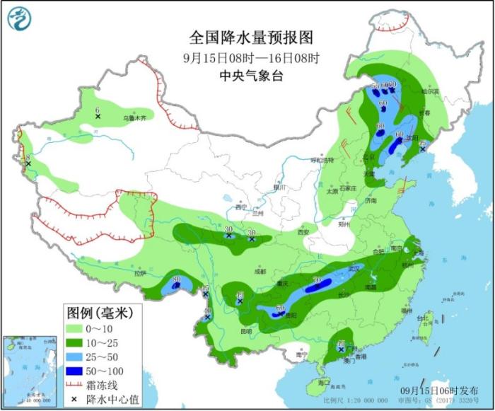 我国中东部有大范围降雨过程 河北辽宁等地有雨