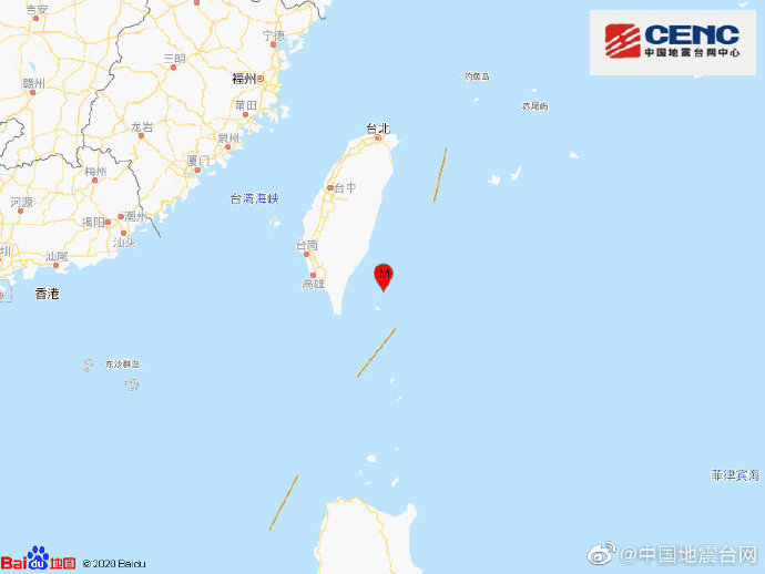 台湾台东县海域发生4.4级地震 震源深度6千米