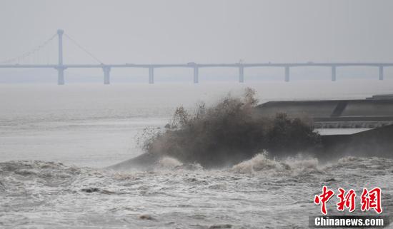 【央视新闻客户端】钱塘江大潮巨浪奔涌 场面壮观