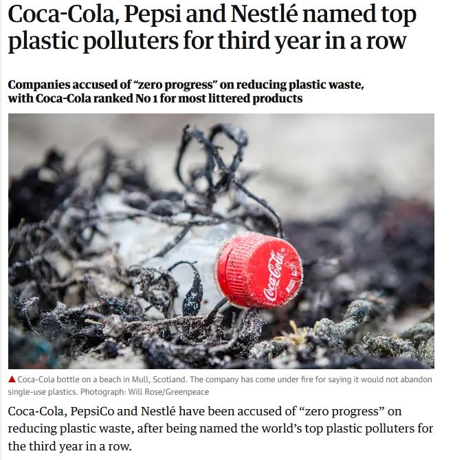 可口可乐第三次被评最大塑料污染者！你扔过吗？