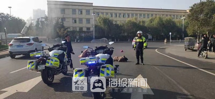 市民车祸受伤薛城交警开辟绿色通道 铁骑 护送 海报新闻