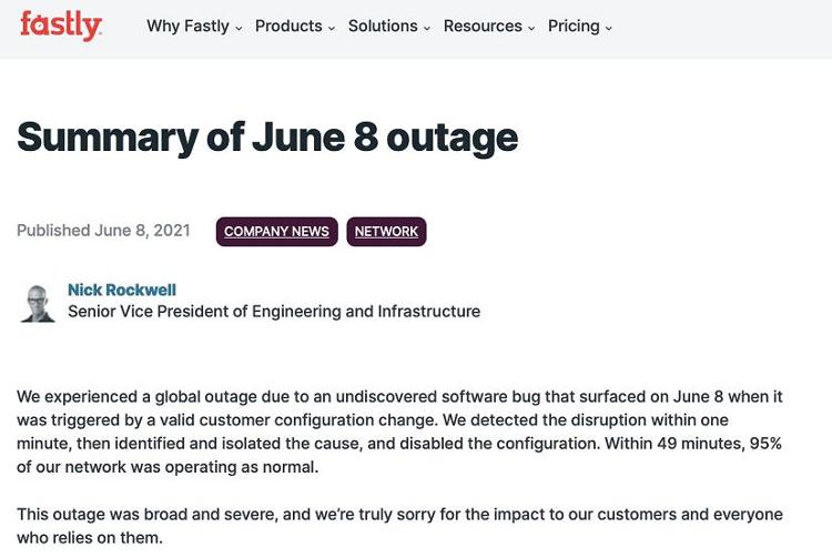 美国网络服务商：8日发生的互联网故障为软件漏洞引发