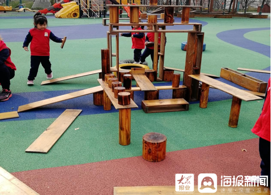 东营市实验幼儿园以户外游戏搭建我们的专属乐园为主题开展搭建区游戏