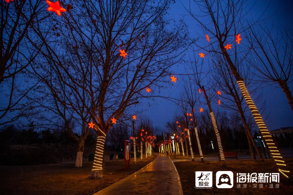 高清美圖臨沂羅莊開啟亮化序章點靚新年夜景