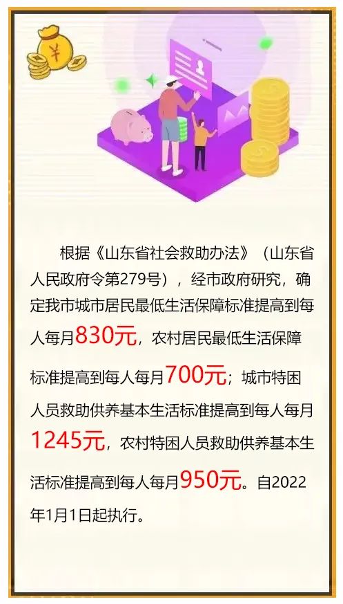 枣庄市城乡居民最低生活保障和城乡特困人员救助供养基本生活标准