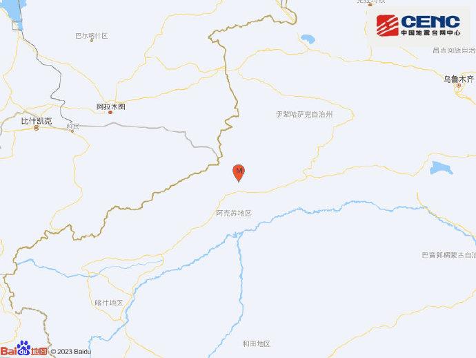 新疆阿克苏地区温宿县发生4.1级地震 震源深度10千米