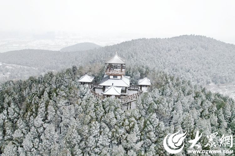 組圖丨銀蝶飄舞梁山縣水泊梁山風景區迎瑞雪