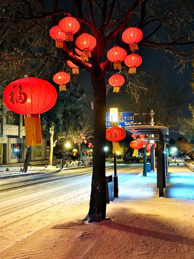 雪打灯笼兆丰年图片