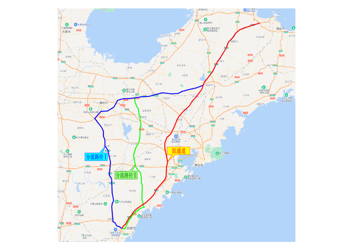 潍日高速,青兰高速,g204国道作为日照至青岛的分流路径